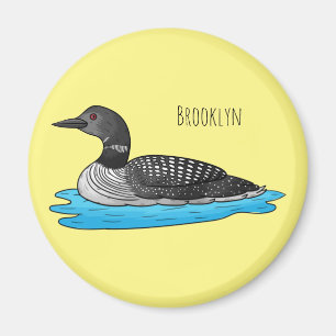 Loon bird cartoon illustration magnet