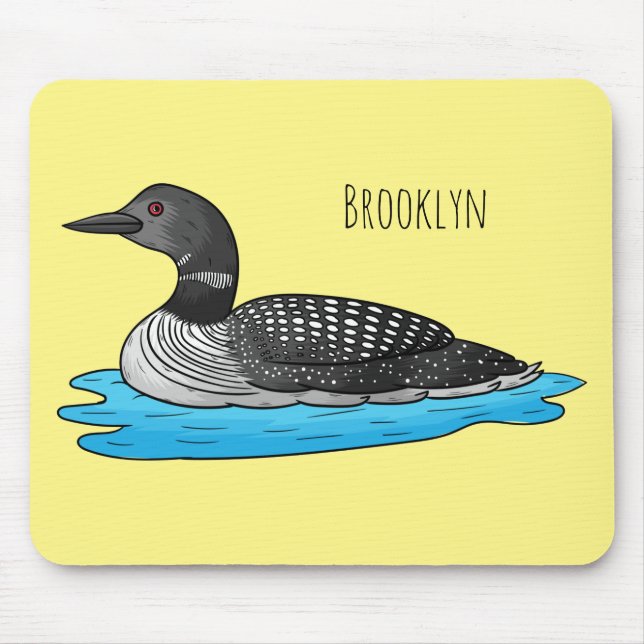 Loon bird cartoon illustration  mouse pad (Front)