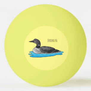Loon bird cartoon illustration ping pong ball