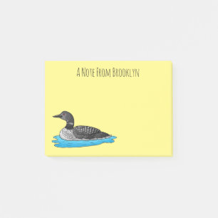Loon bird cartoon illustration post-it notes