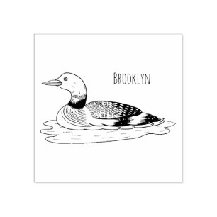 Loon bird cartoon illustration rubber stamp
