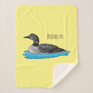 Loon bird cartoon illustration sherpa blanket