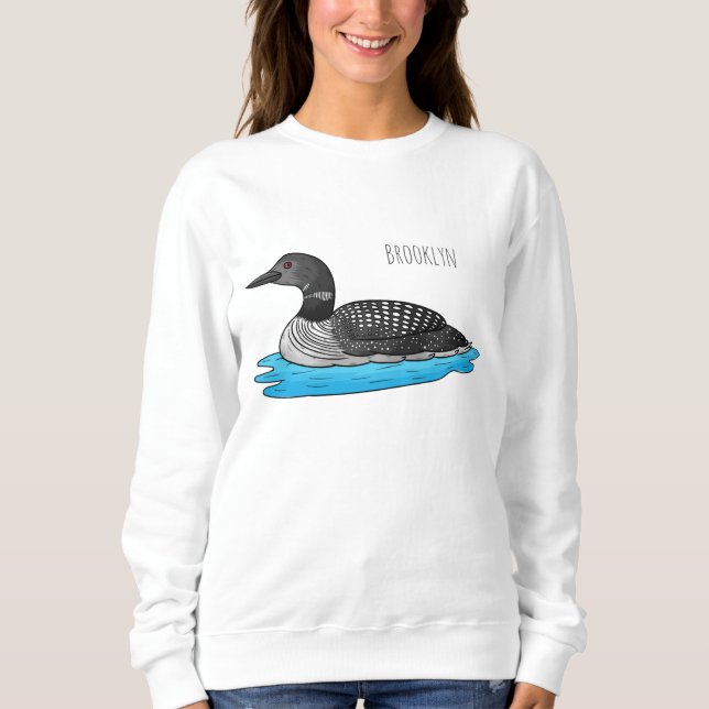Loon bird cartoon illustration sweatshirt (Front)