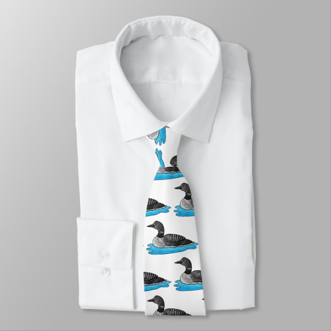 Loon bird cartoon illustration tie (Tied)