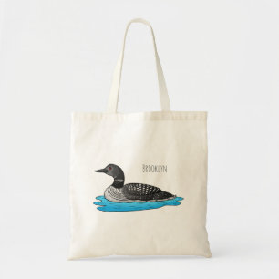 Loon bird cartoon illustration tote bag