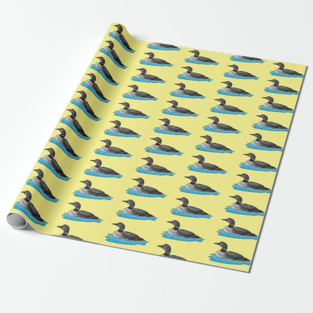 Loon bird cartoon illustration  wrapping paper (Unrolled)
