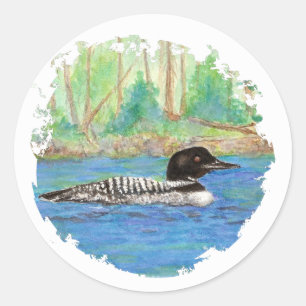 Loon, Bird, Wilderness, Nature, Classic Round Sticker