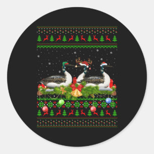 Loon Birds Lighting Santa Ugly Loon Classic Round Sticker