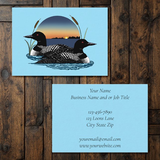 Loon Couple Sunset Blue Lake Wildlife Business Card (Creator Uploaded)