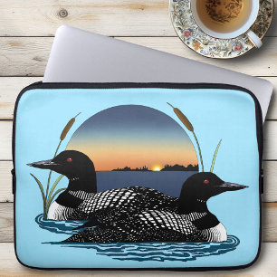 Loon Couple Sunset Blue Lake Wildlife Laptop Sleeve