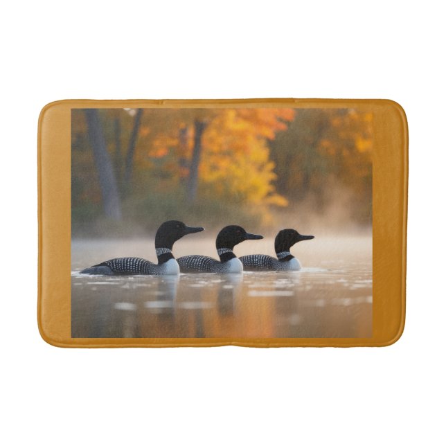 Loon Family in Autumn Bath Mat (Front)