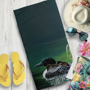 Loon Family Outing Beach Towel