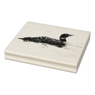 Loon Floating on Water Stippled Graphic Style Rubber Stamp