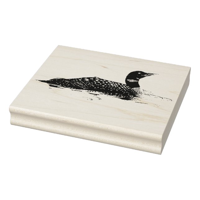 Loon Floating on Water Stippled Graphic Style Rubber Stamp (Stamp)