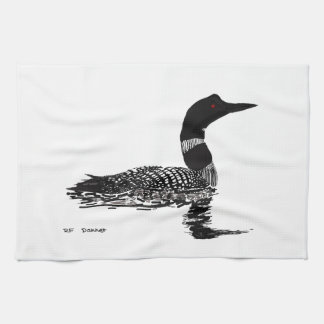 Loon hand drawn set piece tea towel