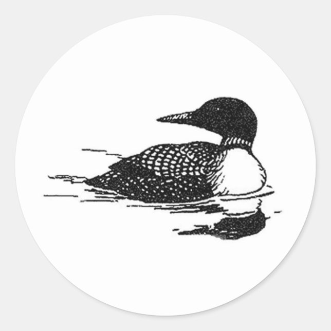 Loon Line Art Classic Round Sticker (Front)