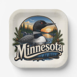 Loon Minnesota State Bird Paper Plate