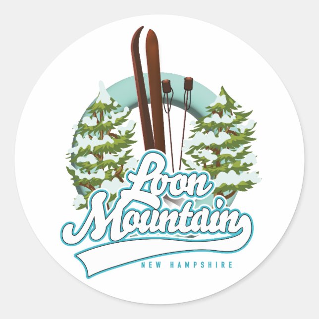 Loon Mountain New Hampshire ski logo Classic Round Sticker (Front)