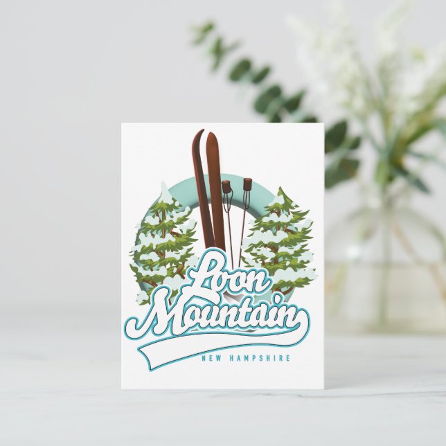 Loon Mountain New Hampshire ski logo Postcard (Standing Front)