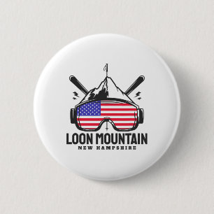 Loon Mountain New Hampshire Usa Ski Retro Skiing  6 Cm Round Badge