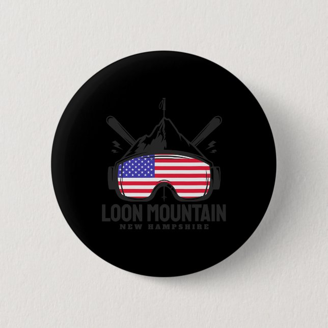 Loon Mountain New Hampshire Usa Ski Retro Skiing  6 Cm Round Badge (Front)