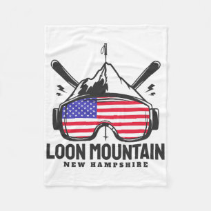 Loon Mountain New Hampshire Usa Ski Retro Skiing  Fleece Blanket