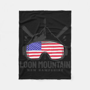 Loon Mountain New Hampshire Usa Ski Retro Skiing  Fleece Blanket