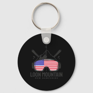 Loon Mountain New Hampshire Usa Ski Retro Skiing  Key Ring
