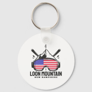 Loon Mountain New Hampshire Usa Ski Retro Skiing Key Ring