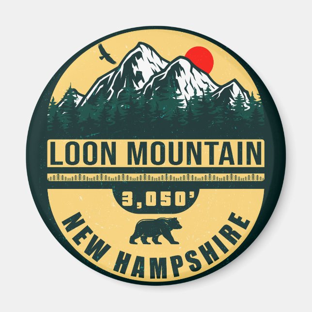 Loon Mountain NH - Retro Vintage ski souvenirs Magnet (Front)