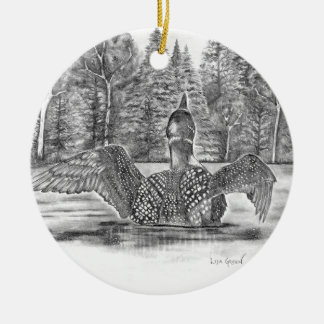 Loon Spreading Wings Ceramic Tree Decoration