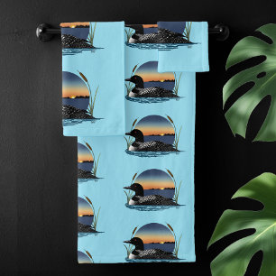 Loon Sunset Blue Bath Towel Set