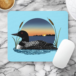 Loon Sunset Blue Mouse Pad