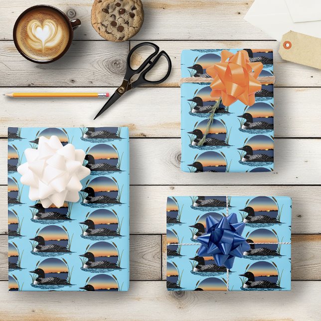 Loon Sunset Blue Wrapping Paper Sheet (Creator Uploaded)