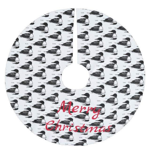 Loon Swimming Bird Art Thunder_Cove Brushed Polyester Tree Skirt (Front)