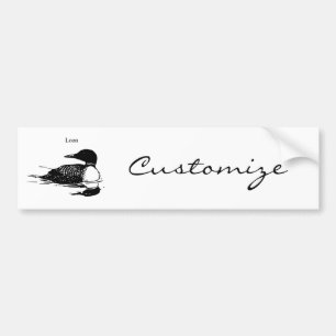 Loon Swimming Bird Art Thunder_Cove Bumper Sticker