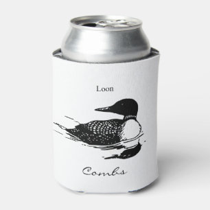 Loon Swimming Bird Art Thunder_Cove Can Cooler