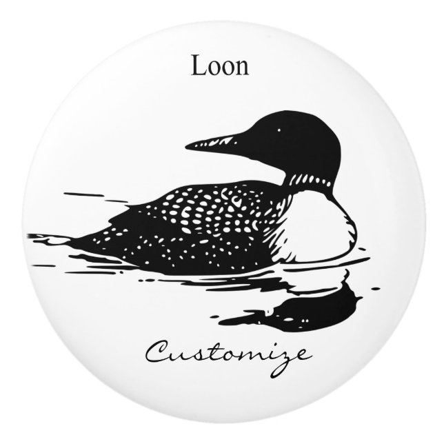 Loon Swimming Bird Art Thunder_Cove Ceramic Knob (Front)