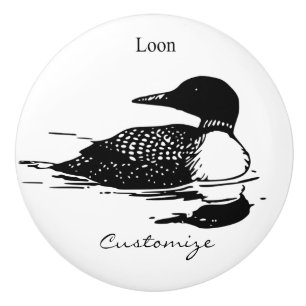 Loon Swimming Bird Art Thunder_Cove Ceramic Knob