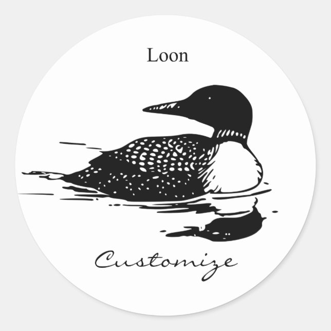 Loon Swimming Bird Art Thunder_Cove Classic Round Sticker (Front)