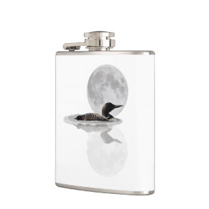 Loon Swims In The Moonlight Drink Flask