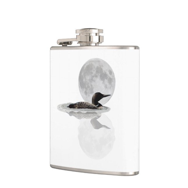 Loon Swims In The Moonlight Drink Flask (Left)