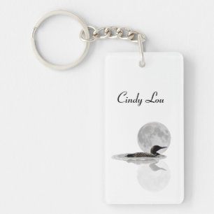 Loon Swims In The Moonlight Key Ring