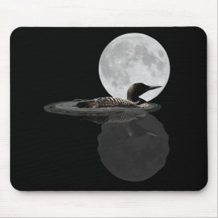 Loon Swims In The Moonlight Mouse Pad
