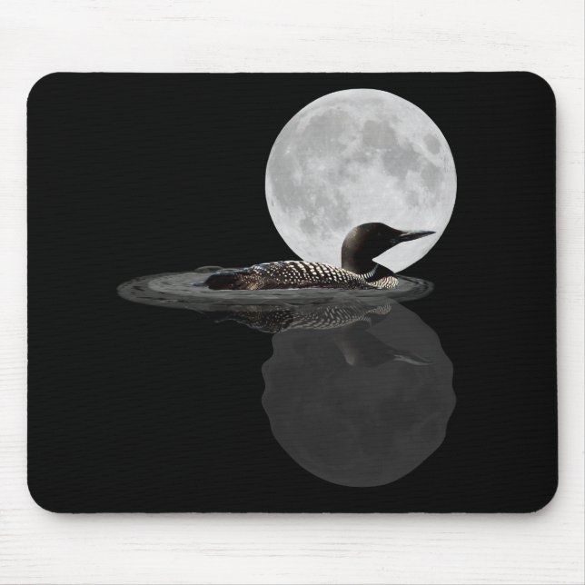 Loon Swims In The Moonlight Mouse Pad (Front)