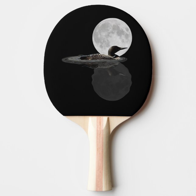 Loon Swims In The Moonlight Ping Pong Paddle (Front)