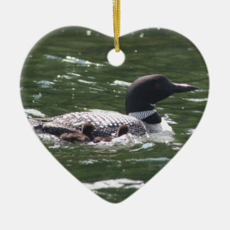 Loon With Babies 2 Ceramic Tree Decoration