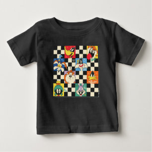 LOONEY TUNES™ Characters on Black & White Checker Baby T-Shirt