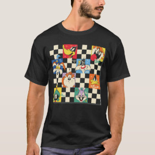 LOONEY TUNES™ Characters on Black & White Checker T-Shirt