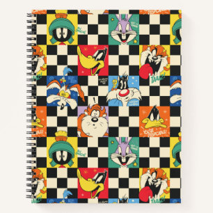 LOONEY TUNES™ Characters on Black & White Chequere Notebook